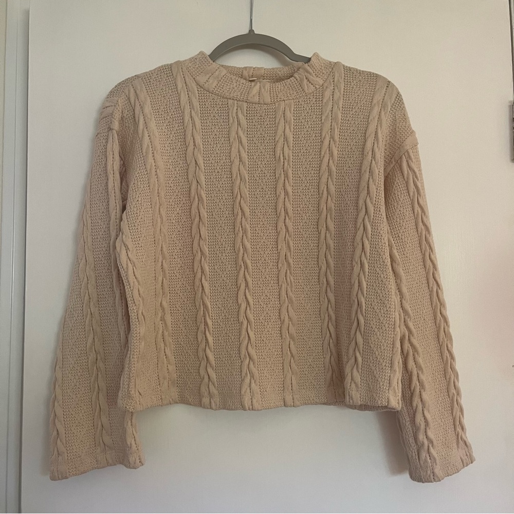 Tan Braided Lightweight Sweater